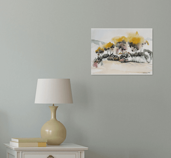 Autumn Cottonwoods 2 - Original Watercolor Painting