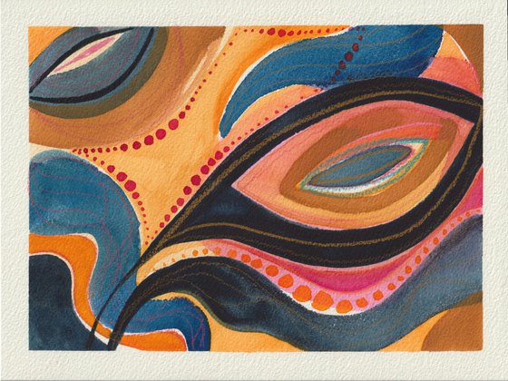 The Carnival Collection - 'Masquerade' Original Abstract Watercolour Painting 6" x 8" by Black Artist Stacey-Ann Cole