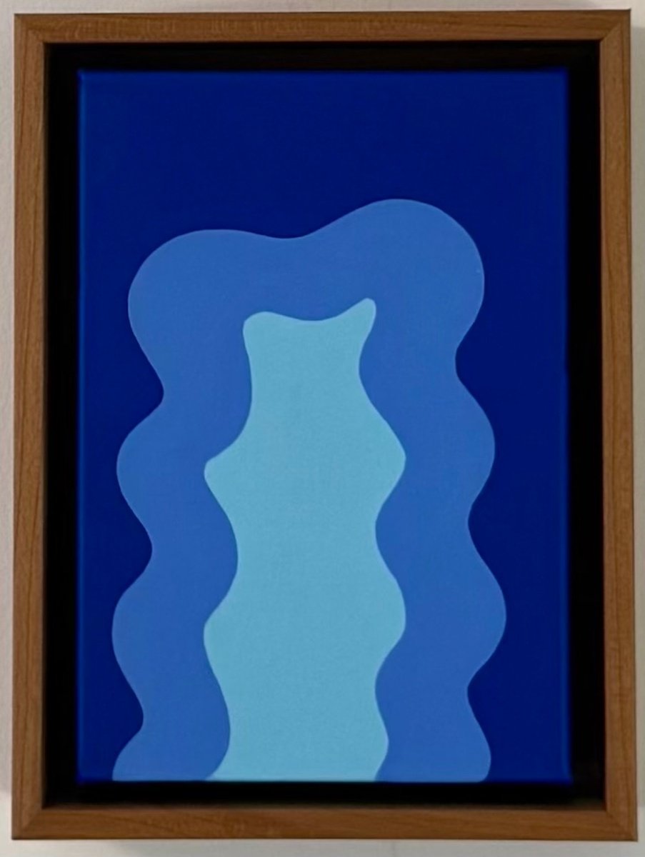 Abstract Acrylic Painting By Shadia Sabagh, 6 X 8", Blue Mini, Original Artwork