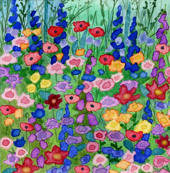 Wildflowers Two - mounted watercolour, small gift idea