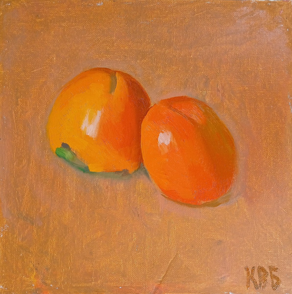 Impressionistic Still Life Oil Painting By Vasyl Koval, 10 X 10", Sunlit Duo, Original Artwork