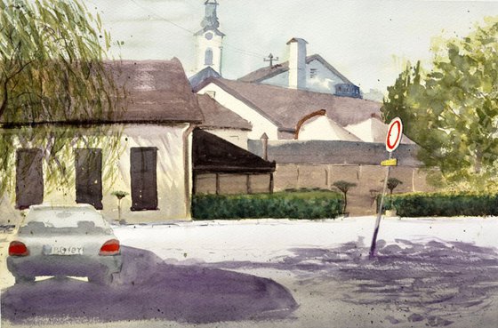 Restaurant "Carp", Zemun - original watercolor painting