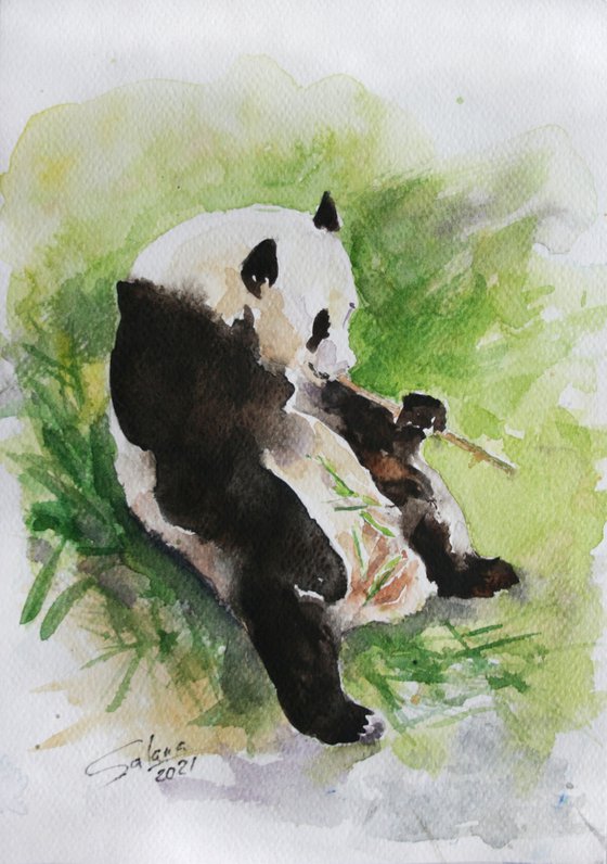 Panda II - Animal portrait /  ORIGINAL PAINTING