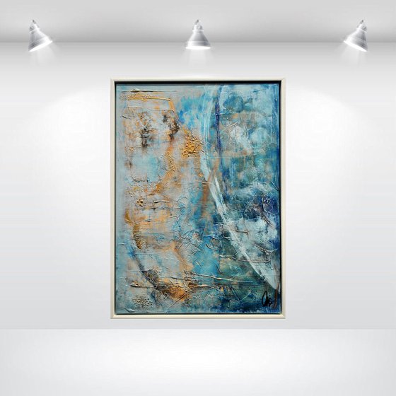 Golden Rain - Abstract - Acrylic Painting - Canvas Art - Wall Art - Landscape - Framed Art - Free Shipping