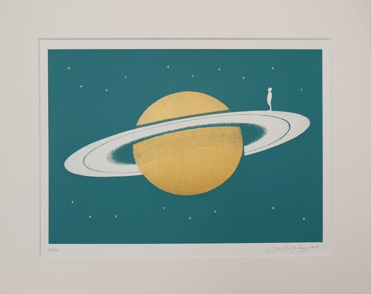 Portrait Screenprint By Lene Bladbjerg, 16 X 20", What Planet Are You On, Original Artwork