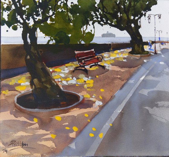 Sparkling shadows, waiting bench 1