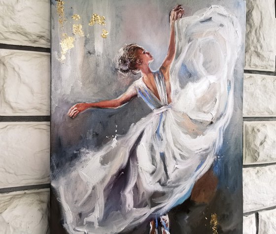 Ballerina oil painting, dancer art