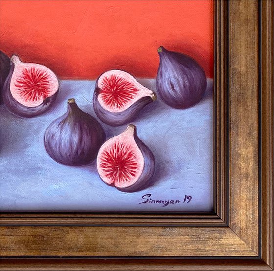 Still life- figs (25x25cm, oil painting, ready to hang)