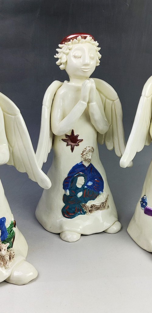 Ceramic | Sculpture | Trio of angels by Daiva Semionova