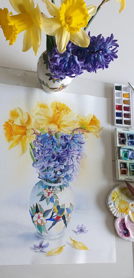 Spring Harmony Daffodils and Hyacinths