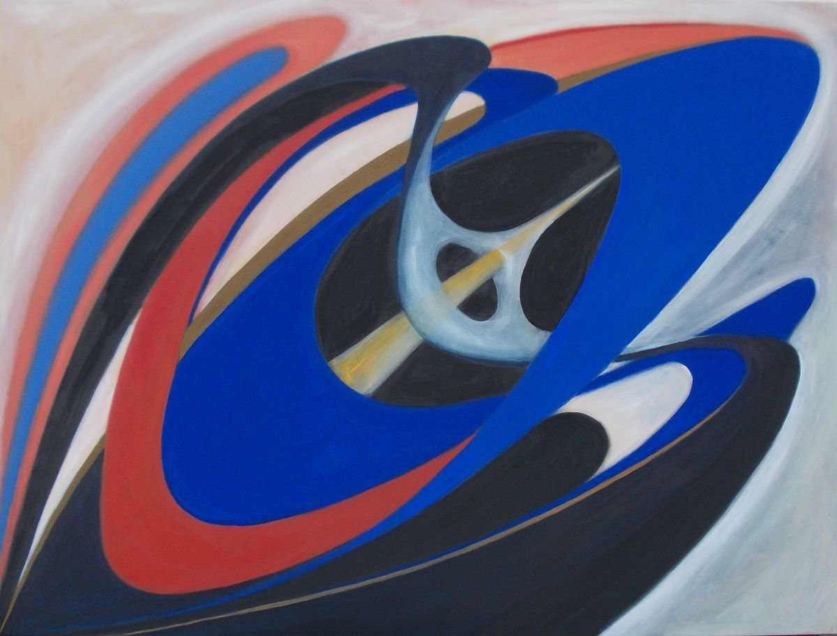 Organic Abstract Acrylic Painting By Michael Rofka, 47 X 35", Bud, Original Artwork