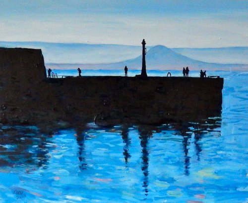 Silhouettes At The Harbour, Version Two. by Stephen Howard Harrison