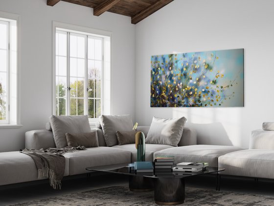 "Caramel landscape" very large floral painting horizontal format