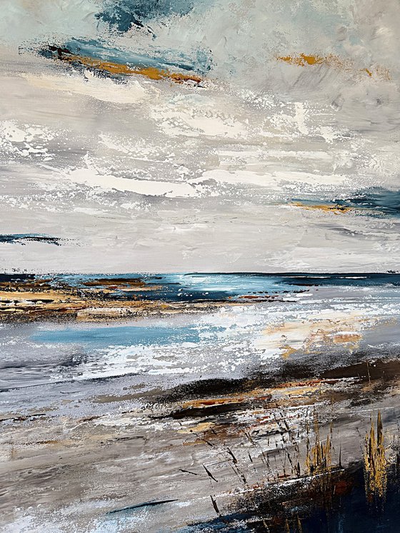 Large Seascape-Ochre Tidal Reflections