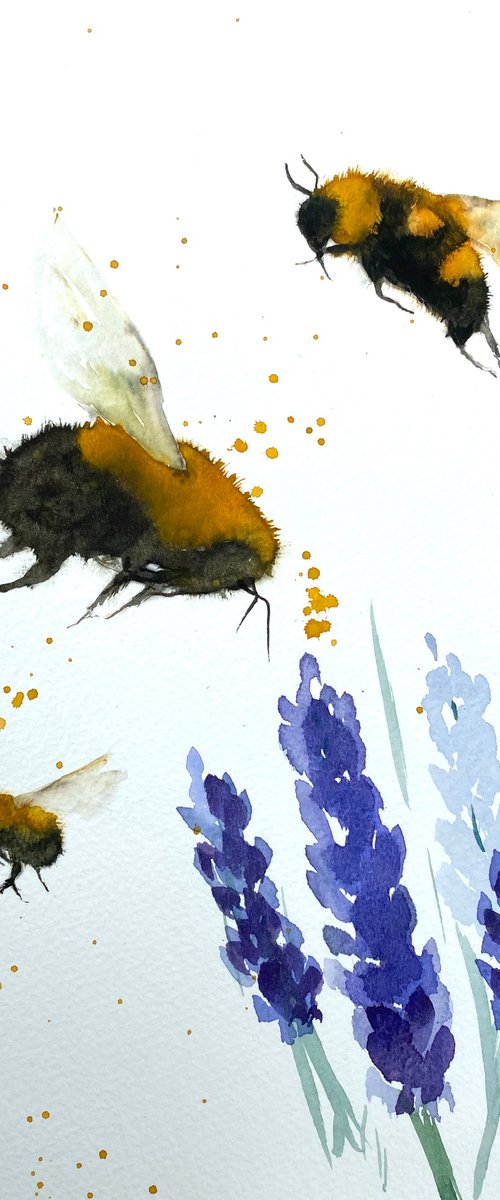 Bumble Bees &  Lavender by Teresa Tanner