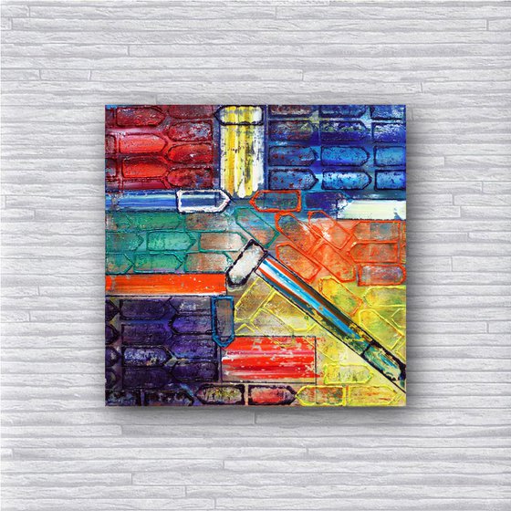 "The City Shuffle" - FREE Shipping to the USA - Original PMS Abstract Oil Painting On Canvas - 30" x 30"