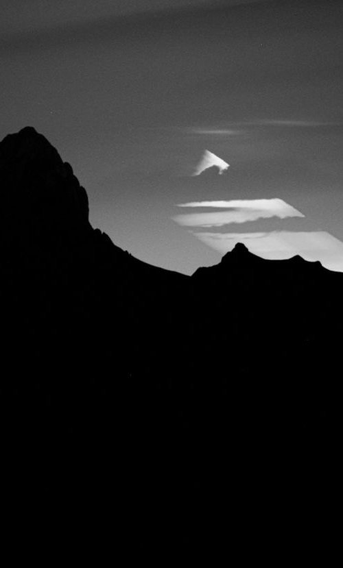 Mountains and Moonset, Above Montreux, Switzerland. by Charles Brabin