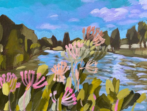 Lake with wildflowers (small) by LENKA STASTNA