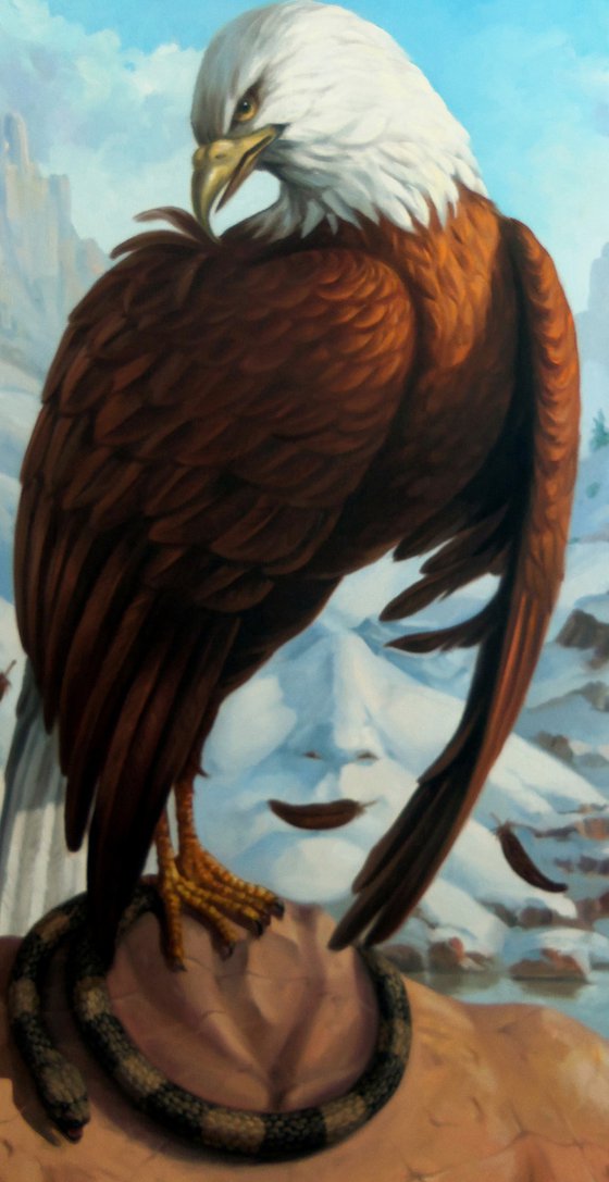 White-headed eagle 60x80cm, oil painting, surrealistic artwork