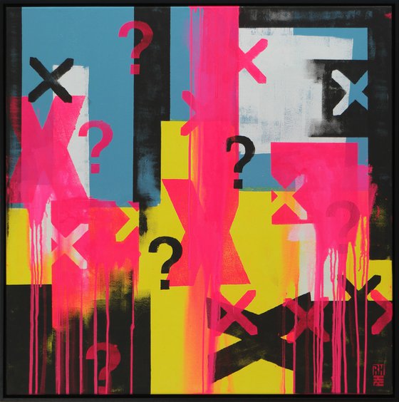 Typopop in Neon - Incl Black Frame - 95 x 95 cm - Ronald Hunter - 17M