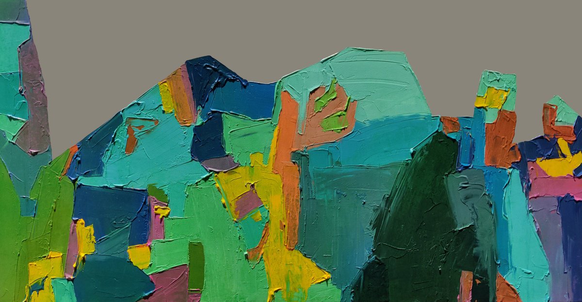 Abstract Landscape Acrylic Painting By Abhishek Kumar, 52 X 28, Vivid Vistas, Original Artwork