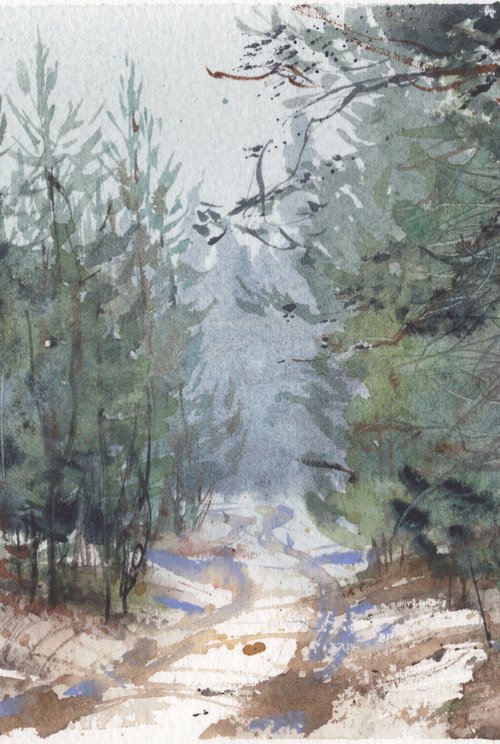 Landscape painting watercolor by Samira Yanushkova