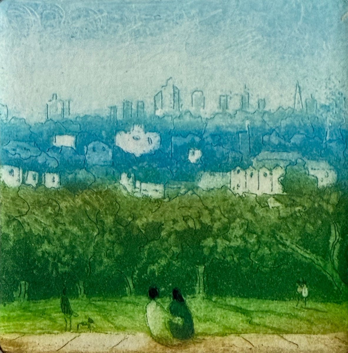 Illustrative Landscape Etchings & Engravings By Rebecca Denton, 6 X 6", Morning, Ally Pally, Original Artwork