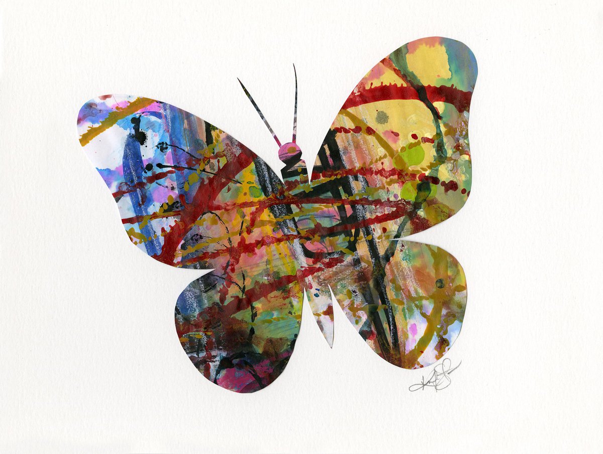 A Butterfly Story - 15 - Abstract Minimal Butterfly Painting Collage by Kathy Morton Stani... by Kathy Morton Stanion