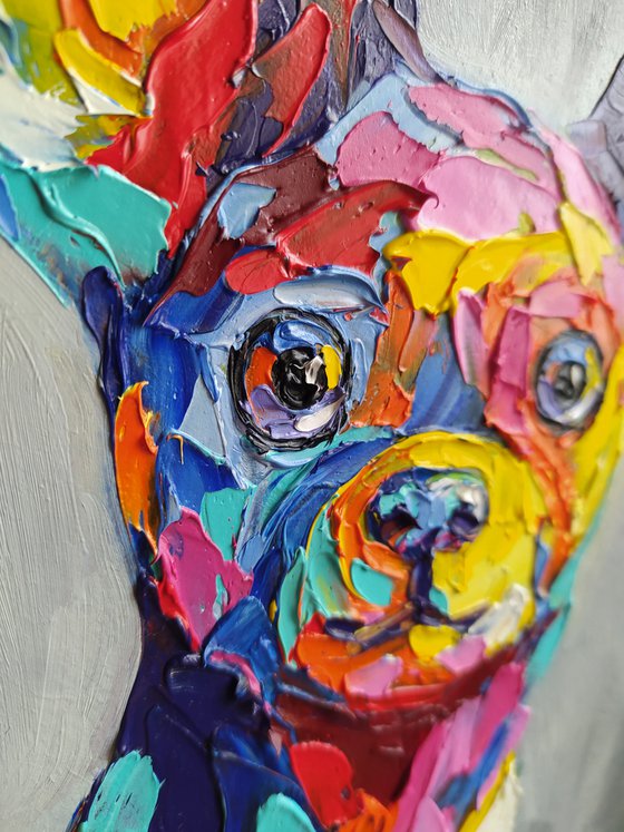 My eared friend - pet oil painting, dog, dog face, dog oil painting, chihuahua oil painting, chihuahua dog, chihuahua pet