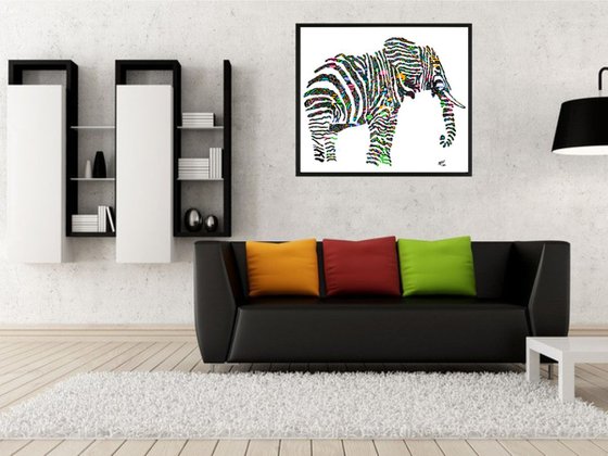 Elephant Abstract, Abstract/Conceptual, Framed Artwork, 16 x20 inches,