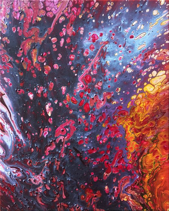 "Molten" - FREE USA SHIPPING - Original Abstract PMS Fluid Acrylic Painting - 16 x 20 inches