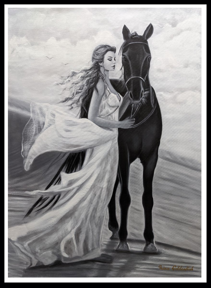Photorealistic Portrait Oil Painting By Irinagoldenfish, 31 X 43, Shes Like The Wind, Original Artwork