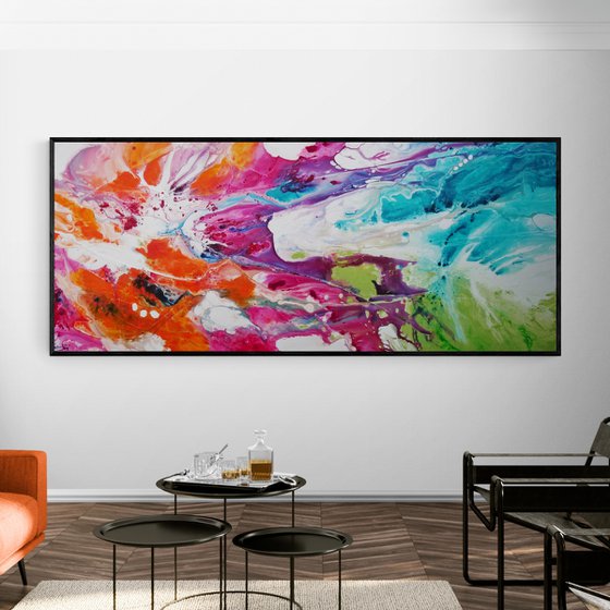 Colour Melt 240cm x 100cm Colourful Textured Abstract Art