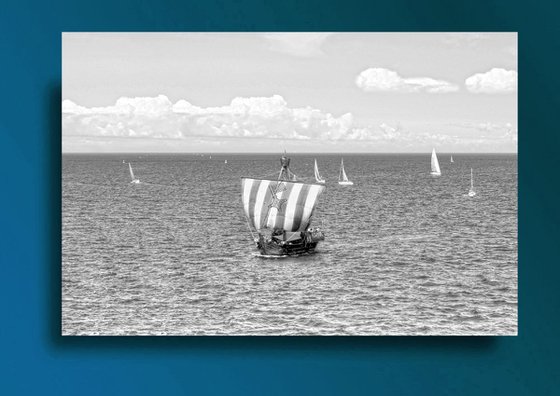 Regatta, Sailing Art, Sail Boats, Sailing Ship, Transportation, Seascape, Black and White Photography, Minimalist, Minimal Art, Pirate Ship Prints, Travelling, Large Photograph, ''Hanse Sail Regatta''