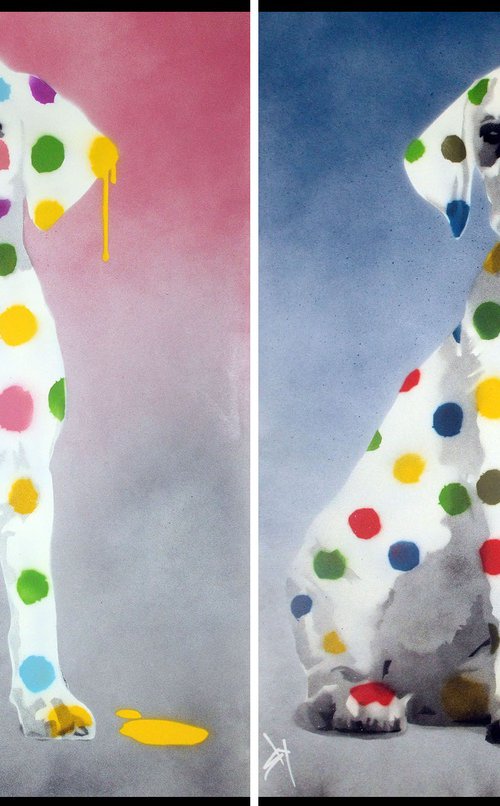 His & her Damien's dotty, spotty, puppy dawgs (on plain paper)+ free poem. by Juan Sly