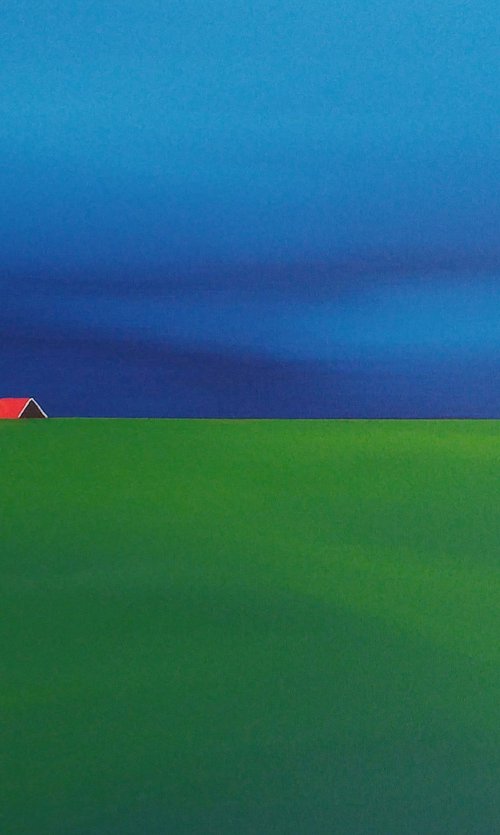 Red roofs, blue sky, green fields. by Nelly van Nieuwenhuijzen