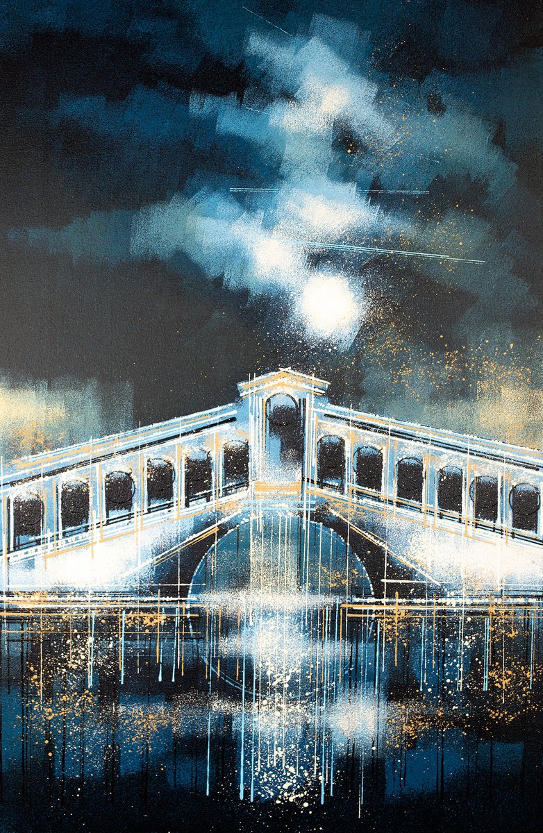 Venice Under Moonlight - The Rialto Bridge by Marc Todd