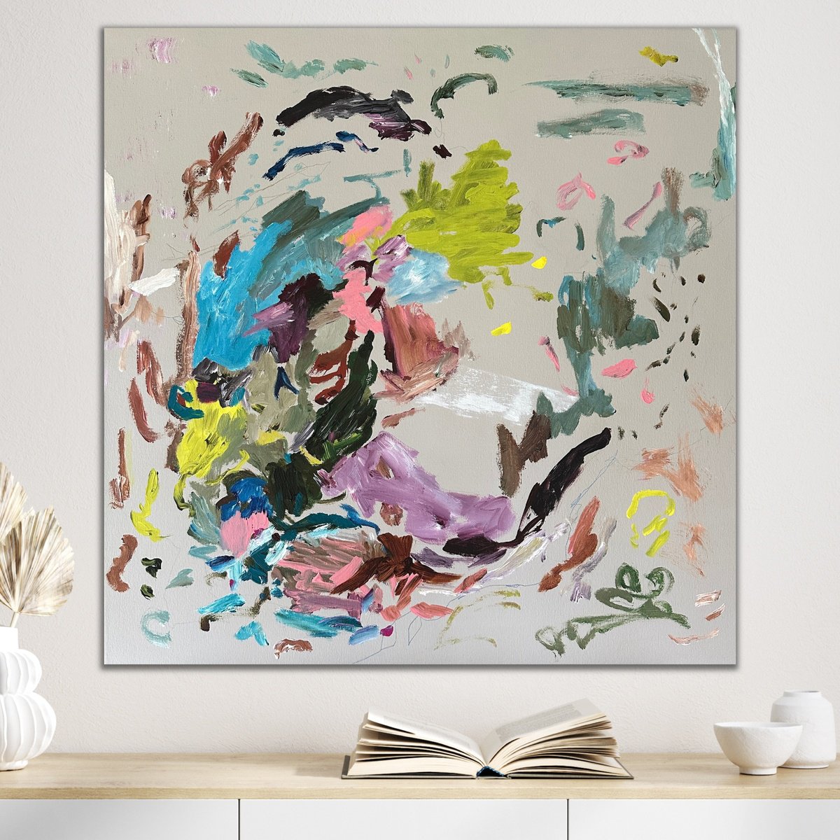 Expressive Abstract Acrylic Painting By Kylie Sams, 28 X 28", Rogue Princess, Original Artwork