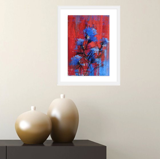 Carnation flowers in blue & red