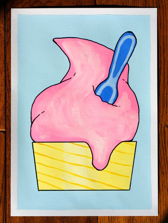 Ice Cream Cup Pop Art On A4 Paper