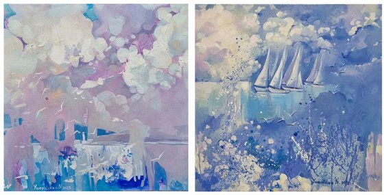 Diptych. Sea. Harmony of Serenity Diptych