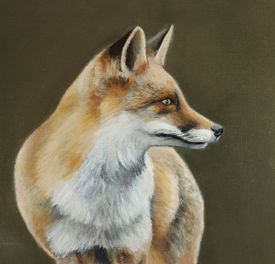 King of Foxes,  Fox Painting, Animal Artwork Framed and Ready to Hang