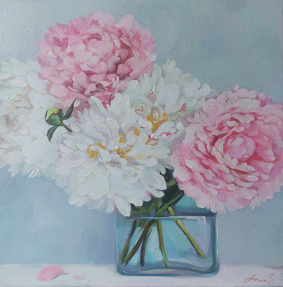 Peonies in a vase by Anna Silabrama