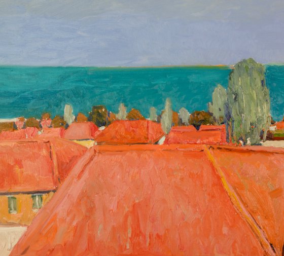 Red Roofs and the Ocean