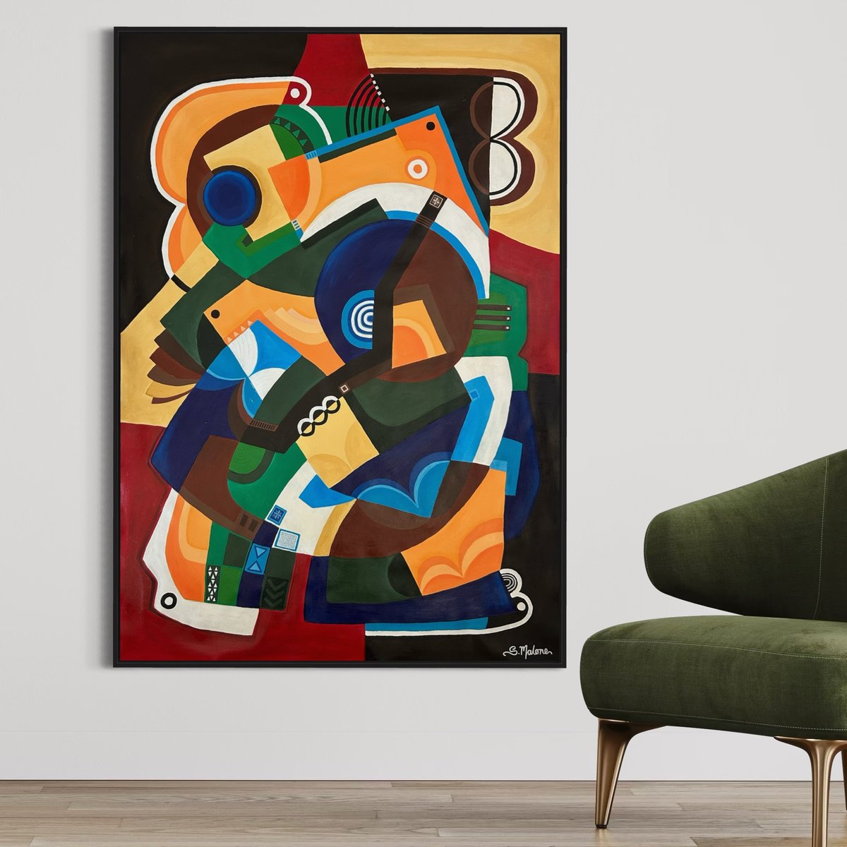 Abstract Acrylic Painting By Samantha Malone, 37 X 52", The Bass Line, Original Artwork