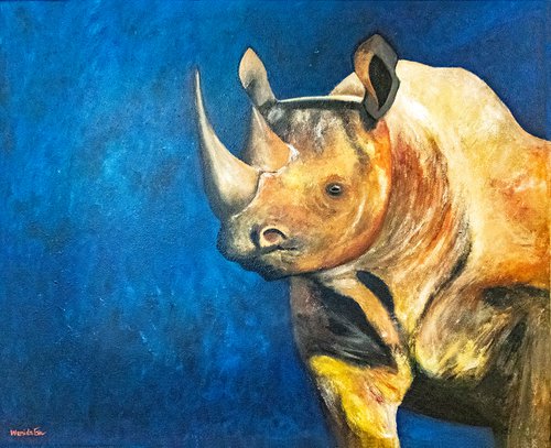 Rhino, Original painting, Ready to hang by WanidaEm by WanidaEm