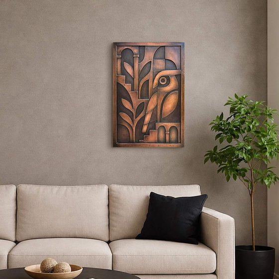 "Night Sentinel" Copper Wall Relief