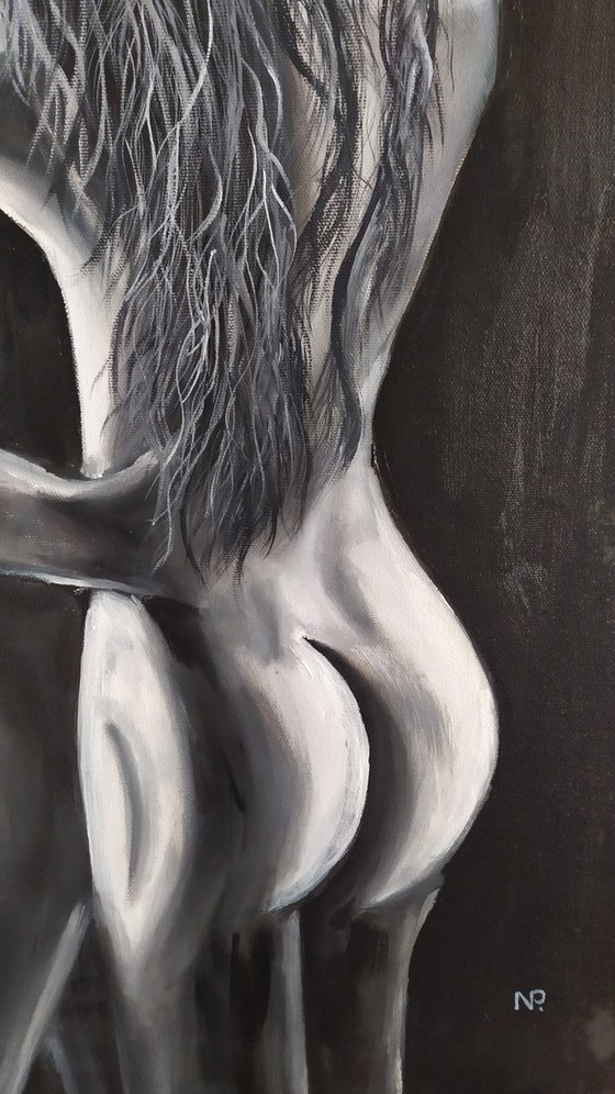 Couple in love, nude erotic oil painting, gift idea, art for home