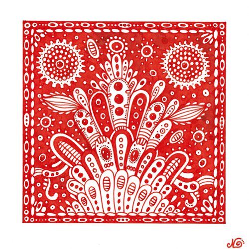 Surreal Pattern n.28 - Red Florals by Veronika Demenko