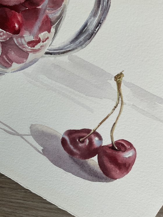 Still life with cherries